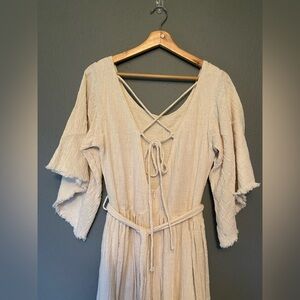 Bohemian Rustic Unbleached Goddess Wedding Dress Size M/L